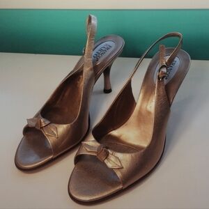 Vintage 1990s Franco Sarto Muted Gold Patent Leather Heels